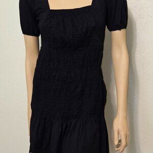 ZARA black smocked dress with short sleeves size M no issues